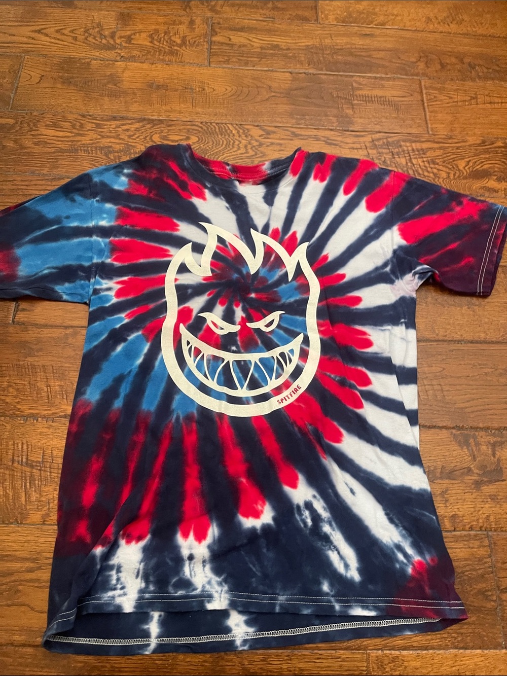 Spitfire Red, White & Blue Spiral Tie-Dye Tee